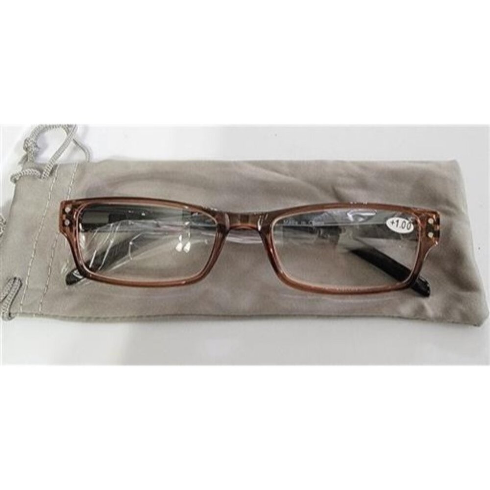 CessBlue Brown Rectangle Blue Light 1.0 Reading Nerd Glasses Readers 99132